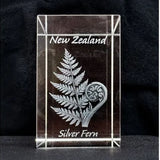 NZ Silver Fern Laser Design Paper Weight - 8cm
