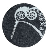Kiwi On Dark Grey Set of 4 - Ecofelt Coaster