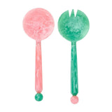 Resin Salad Server S/2 - Pink & Green