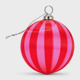 Xmas Baubles - Pink/Red Stripe