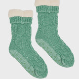 Chenille Lounge Sherpa Socks - Sage Green