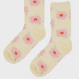 Socks Fuzzy Bedsocks - Flower Cream