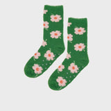 Socks Fuzzy Bedsocks - Flower Green