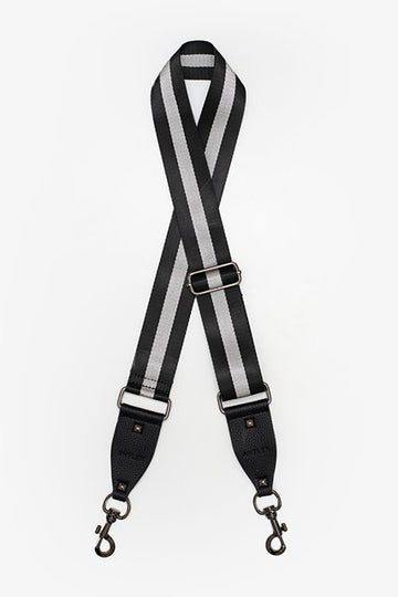 Bag Strap - Black & Silver Stripe