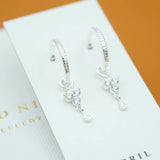 Silver Birthstone Hoops - April/Crystal