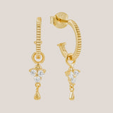 Gold Birthstone Hoops - April/Crystal