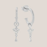 Silver Birthstone Hoops - April/Crystal