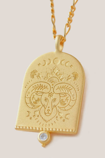 Aries Zodiac Necklace - Gold