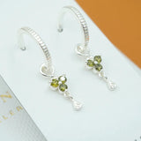 Silver Birthstone Hoops - August/Peridot