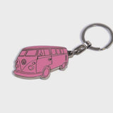 VW T1 Bus Enamel Key Ring - Silhouette/Pink