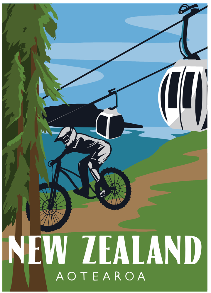 Tea Towel - Mountain Bike & Gondola