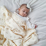 Organic Muslin Blanket Daisy with Lace