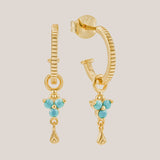 Gold Birthstone Hoops - December/Turquoise