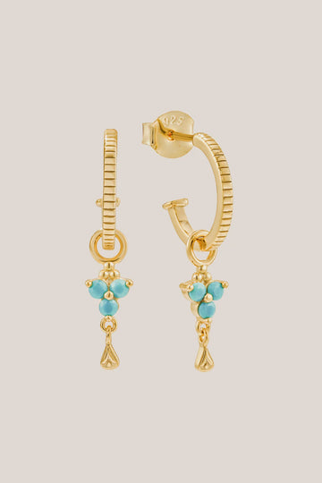 Gold Birthstone Hoops - December/Turquoise