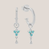 Silver Birthstone Hoops - December/Turquoise