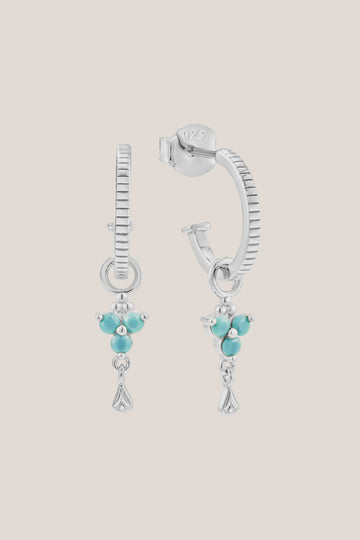 Silver Birthstone Hoops - December/Turquoise