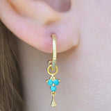 Gold Birthstone Hoops - December/Turquoise