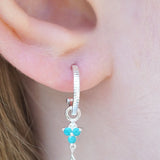 Silver Birthstone Hoops - December/Turquoise