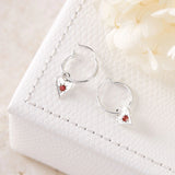 Love Heart Garnet Hoops