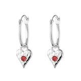Love Heart Garnet Hoops