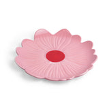 Small Flower Plate - Pink with Red Centre