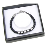 Equilibrium Men Plaited Leather Black Bracelet