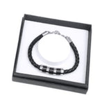 Equilibrium Men Plaited Striped Leather Bracelet