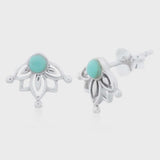 Turquoise Flower Stud Earring / Stg Silver