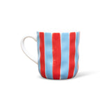 Ceramic Mug - Cornflower Blue & Red Stripe