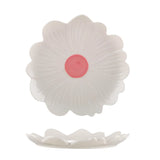 Large Flower Plate - White with Pink Centre