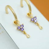Gold Birthstone Hoops - February/Amethyst