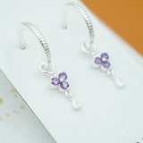 Silver Birthstone Hoops - February/Amethyst