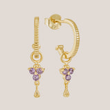 Gold Birthstone Hoops - February/Amethyst