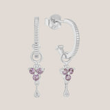 Silver Birthstone Hoops - February/Amethyst