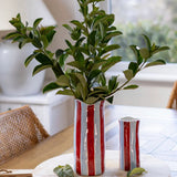 Small Ceramic Vase | Burgundy & Blue Stripe