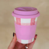 Travel Mug Pink Gingham