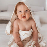 Organic Hooded Towel with Tassel Daisy