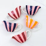 Ceramic Gravy Jug - Pink & Burgundy Stripe