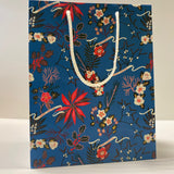 Gift Bag Large - Blue Poinsettia - Christmas