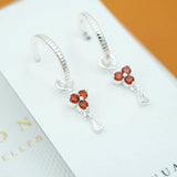 Silver Birthstone Hoops - January/Garnet