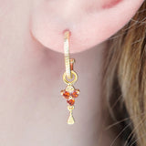 Gold Birthstone Hoops - January/Garnet