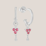 Silver Birthstone Hoops - July/Ruby