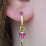 Gold Birthstone Hoops - July/Ruby