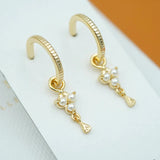Gold Birthstone Hoops - June/Pearl