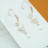 Silver Birthstone Hoops - June/Pearl