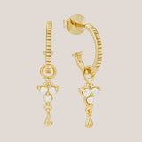 Gold Birthstone Hoops - June/Pearl