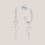 Silver Birthstone Hoops - June/Pearl