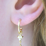 Gold Birthstone Hoops - June/Pearl