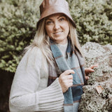 Eliza 100% Wool Scarf – Blue and Chocolate