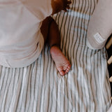 Organic Fitted Cot Sheet - Moss Stripe